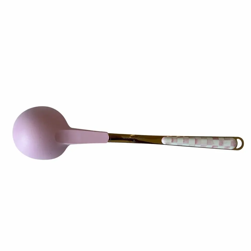 MacKenzie-Childs Rosy Check Ladle Coquette Pink and White Kitchen NEW